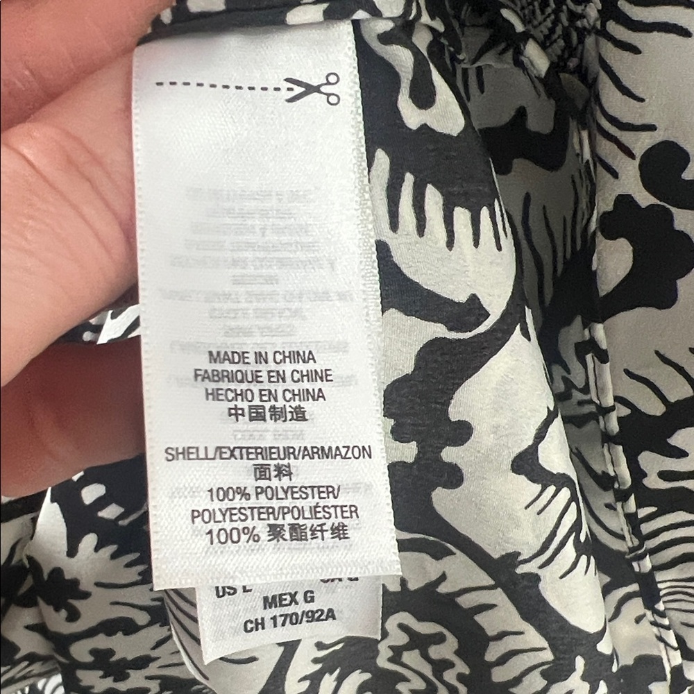 Juicy Couture Black and White Long Sleeve Smocked Waist Dress - Picture 11 of 11